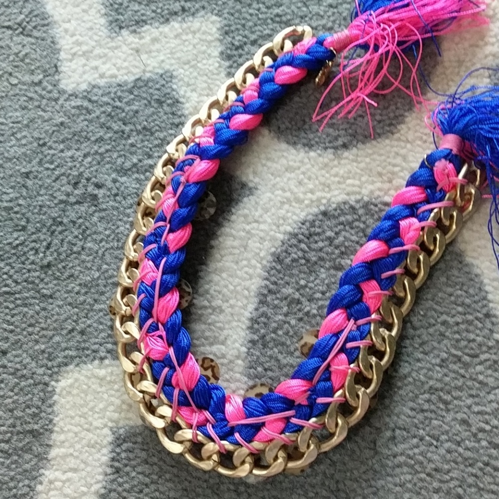 Nwot tortoise shell flower braided blue necklace - Picture 5 of 5